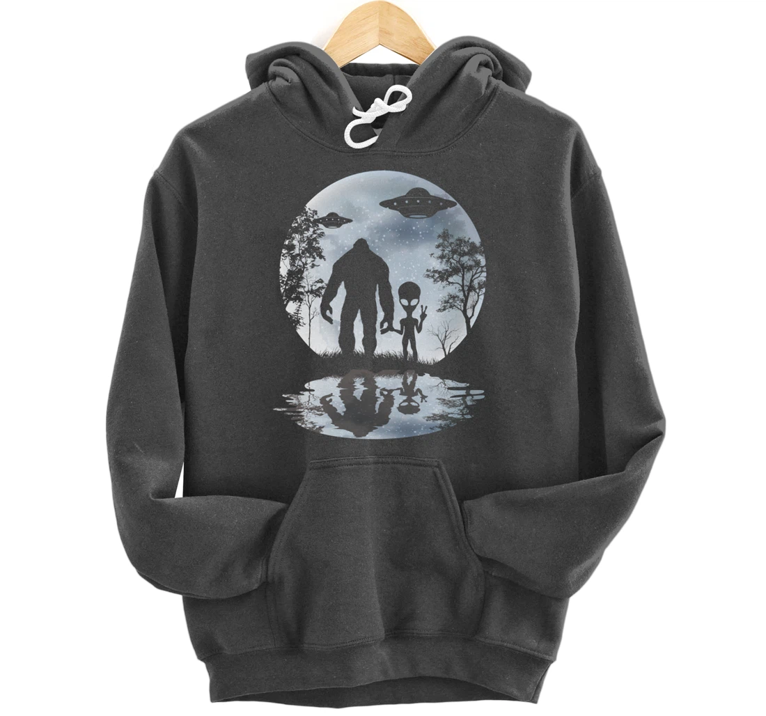 Alien Bigfoot Moon Sasquatch UFO Extraterrestrial Men women Pullover Hoodie