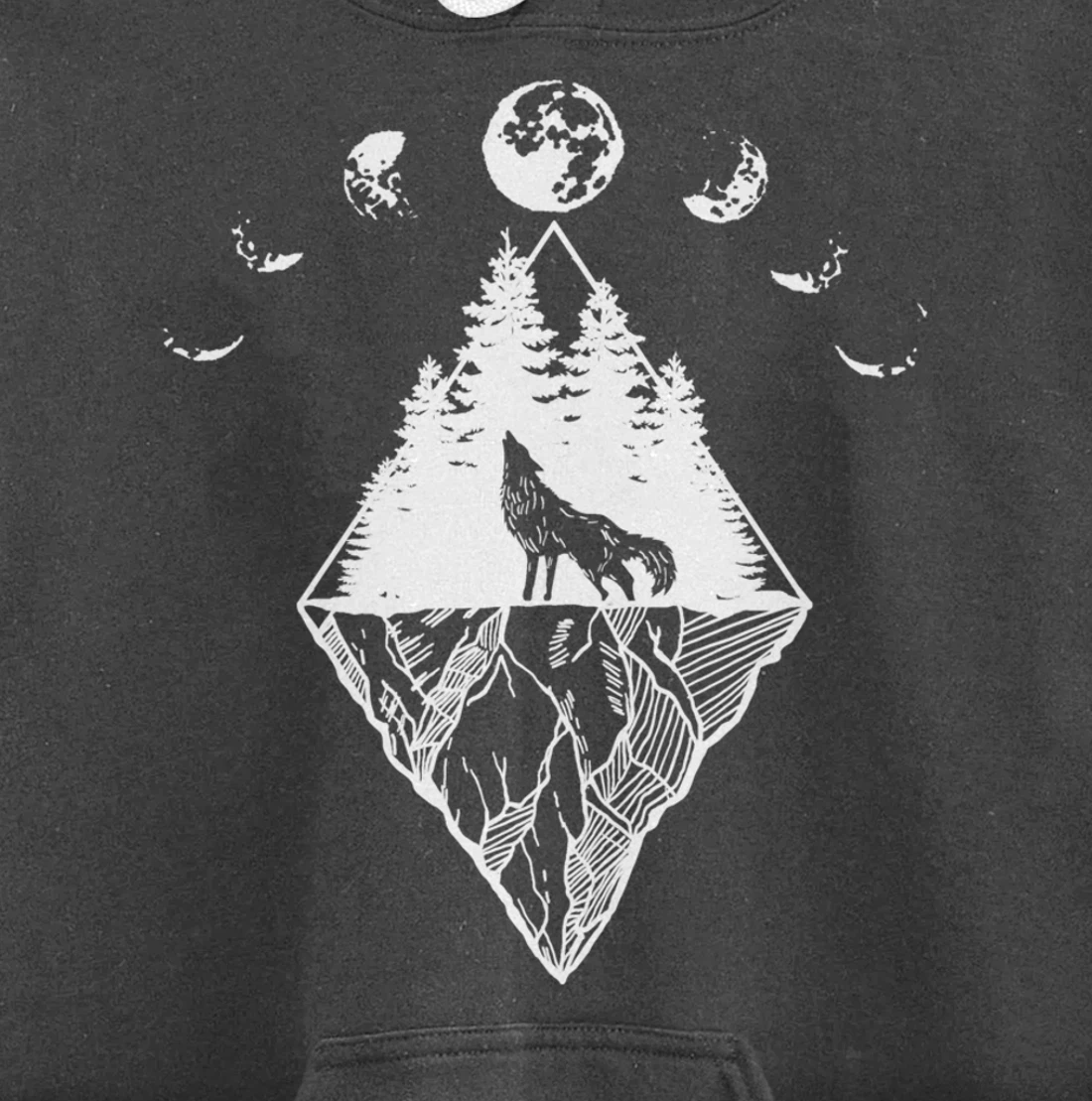 Howling Wolf Phases Of The Moon Pullover Hoodie