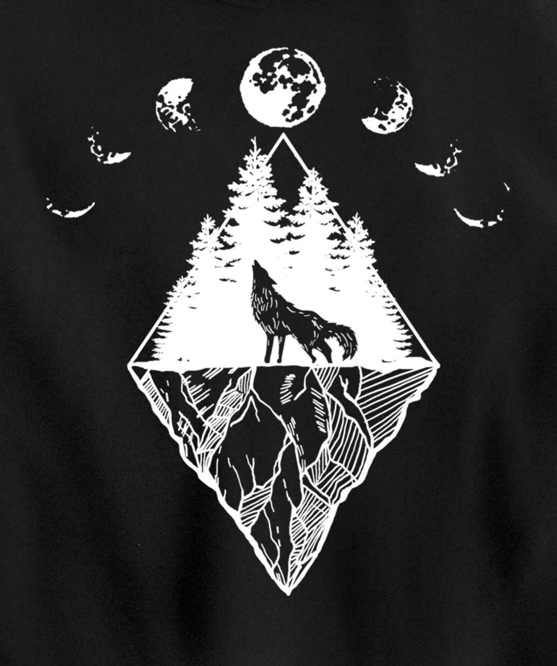 Howling Wolf Phases Of The Moon Pullover Hoodie