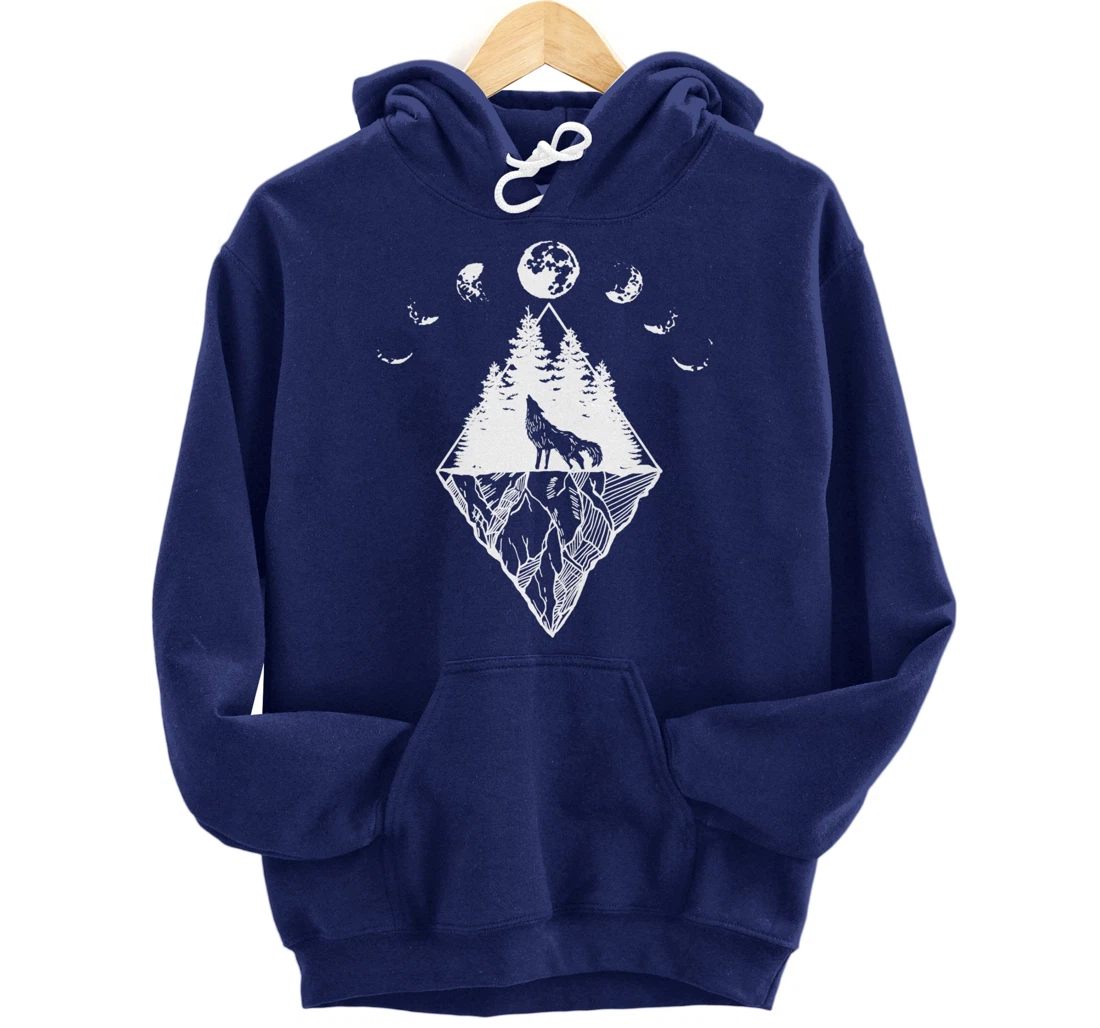 Howling Wolf Phases Of The Moon Pullover Hoodie