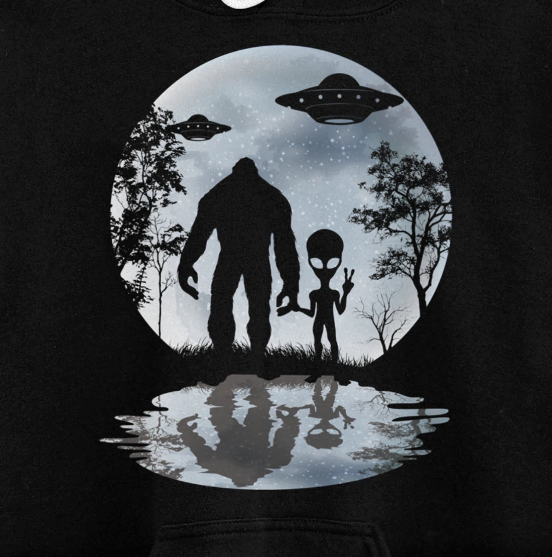 Alien Bigfoot Moon Sasquatch UFO Extraterrestrial Men women Pullover Hoodie