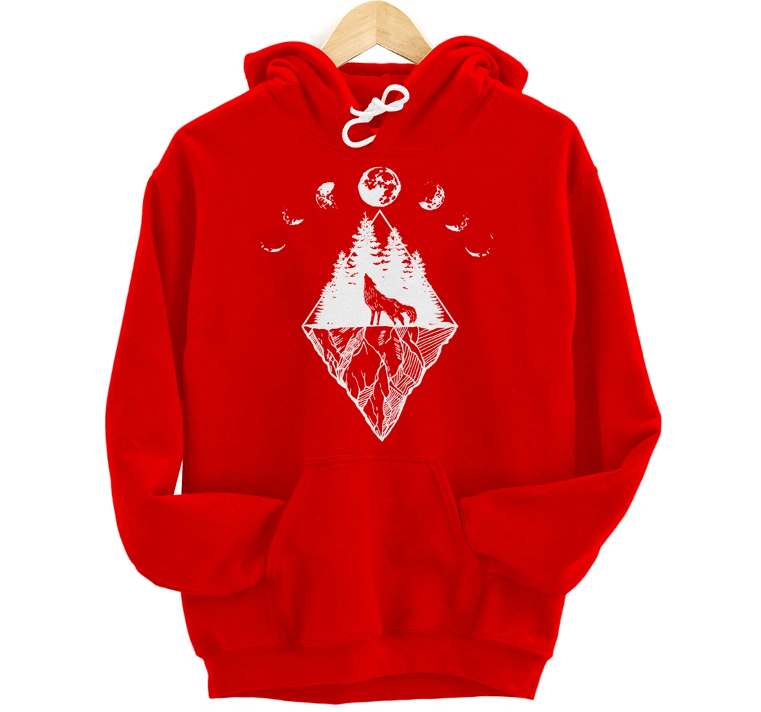 Howling Wolf Phases Of The Moon Pullover Hoodie