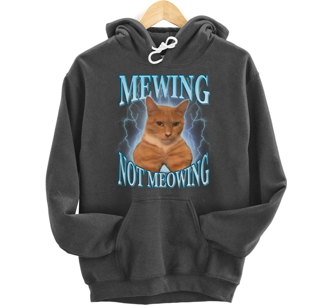 Funny Cat Meme Mewing LooksMax Meowing cat Trend Pullover Hoodie