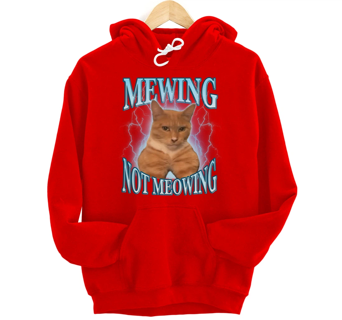 Funny Cat Meme Mewing LooksMax Meowing cat Trend Pullover Hoodie
