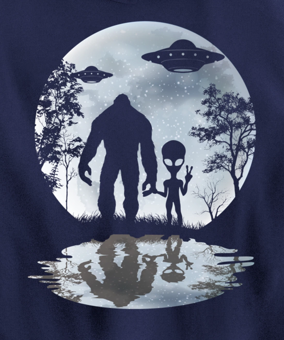 Alien Bigfoot Moon Sasquatch UFO Extraterrestrial Men women Pullover Hoodie