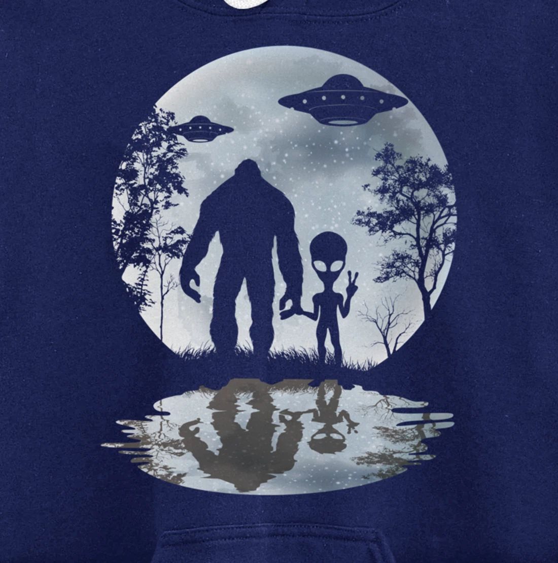 Alien Bigfoot Moon Sasquatch UFO Extraterrestrial Men women Pullover Hoodie