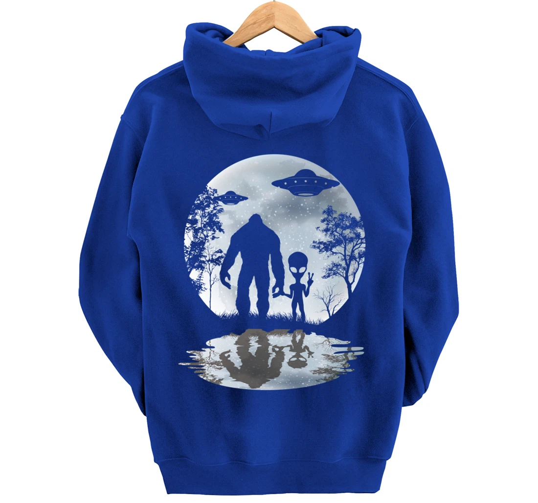 Alien Bigfoot Moon Sasquatch UFO Extraterrestrial Men women Pullover Hoodie