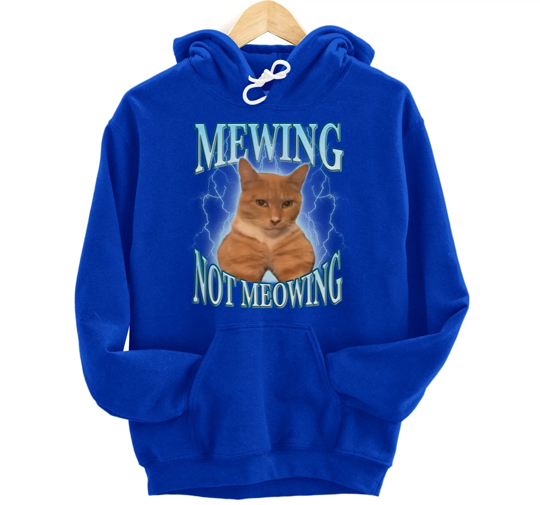 Funny Cat Meme Mewing LooksMax Meowing cat Trend Pullover Hoodie