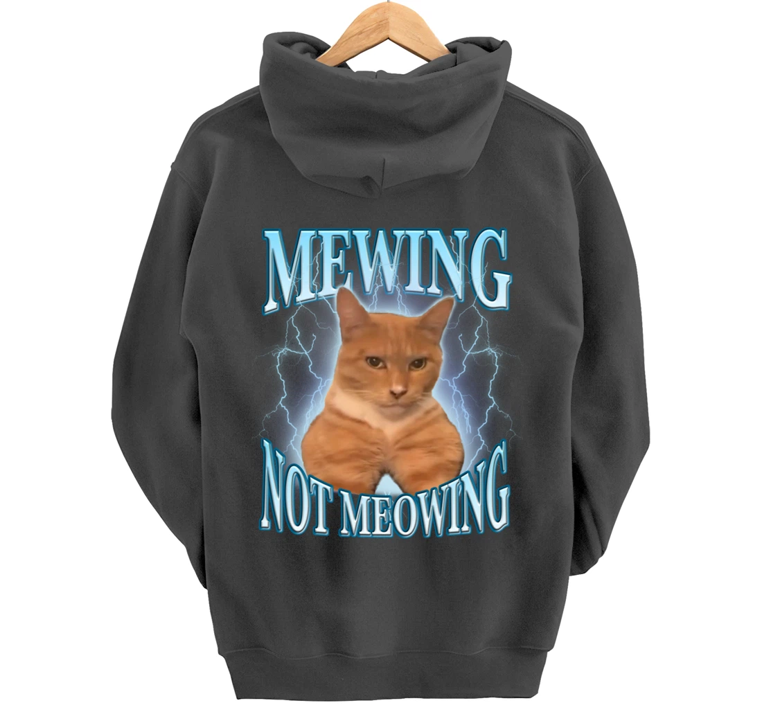 Funny Cat Meme Mewing LooksMax Meowing cat Trend Pullover Hoodie