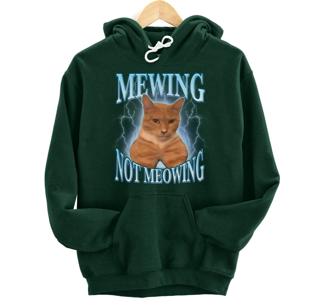 Funny Cat Meme Mewing LooksMax Meowing cat Trend Pullover Hoodie
