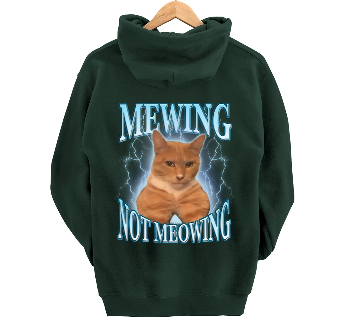 Funny Cat Meme Mewing LooksMax Meowing cat Trend Pullover Hoodie