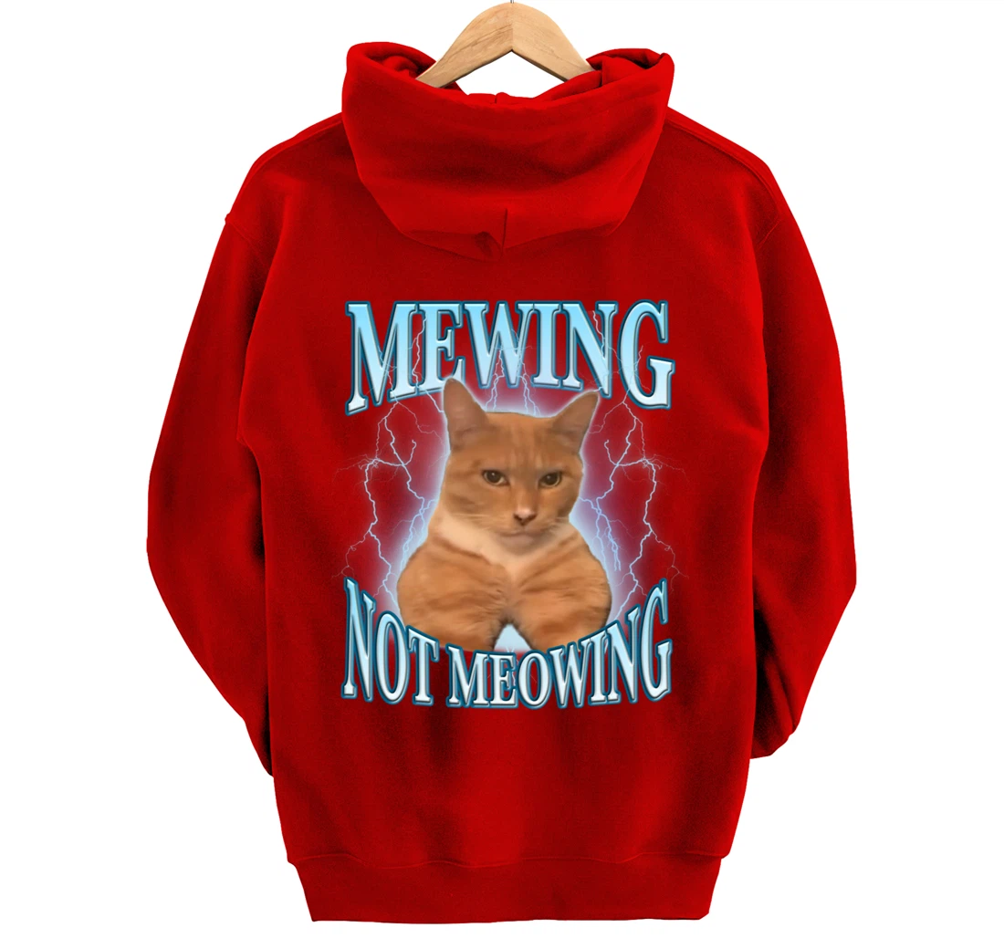 Funny Cat Meme Mewing LooksMax Meowing cat Trend Pullover Hoodie
