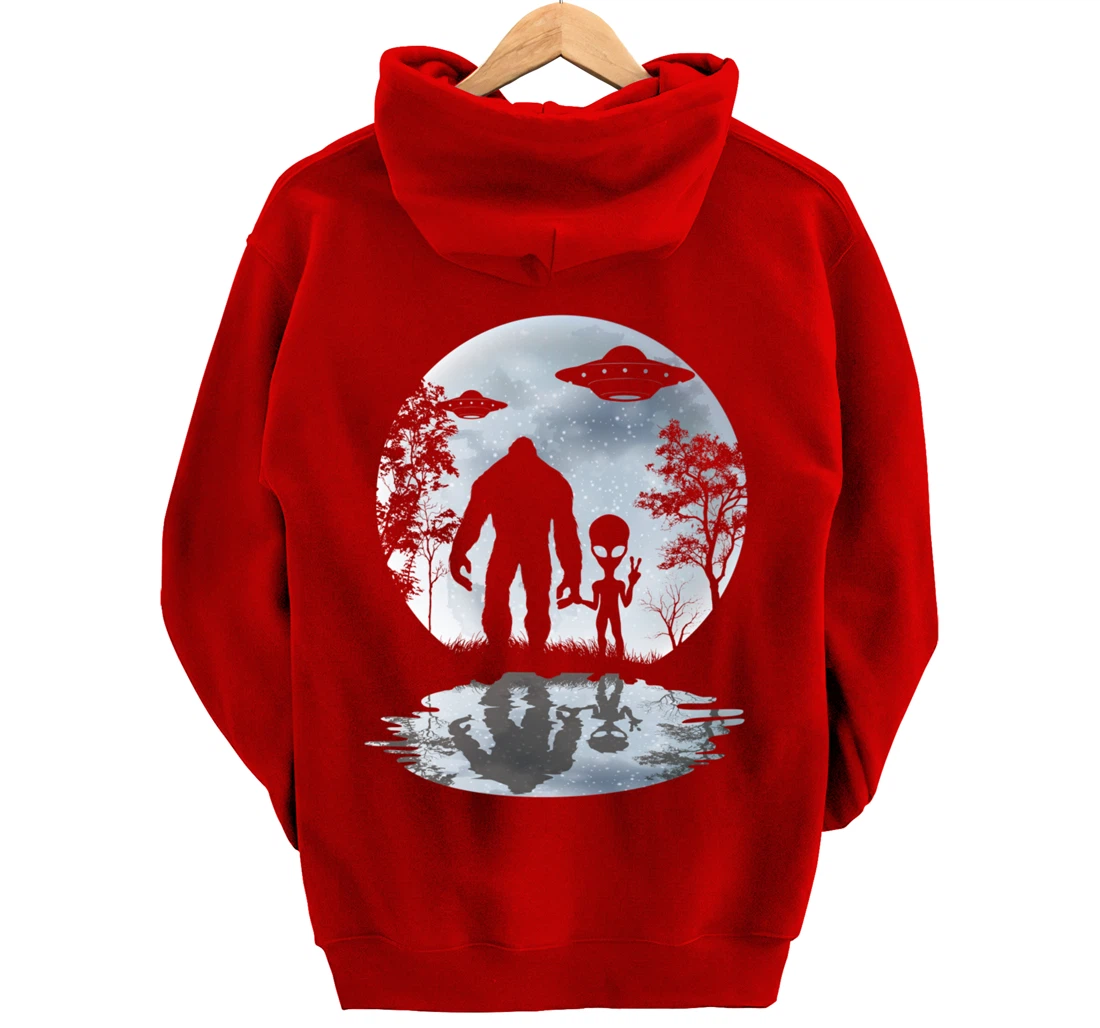 Alien Bigfoot Moon Sasquatch UFO Extraterrestrial Men women Pullover Hoodie
