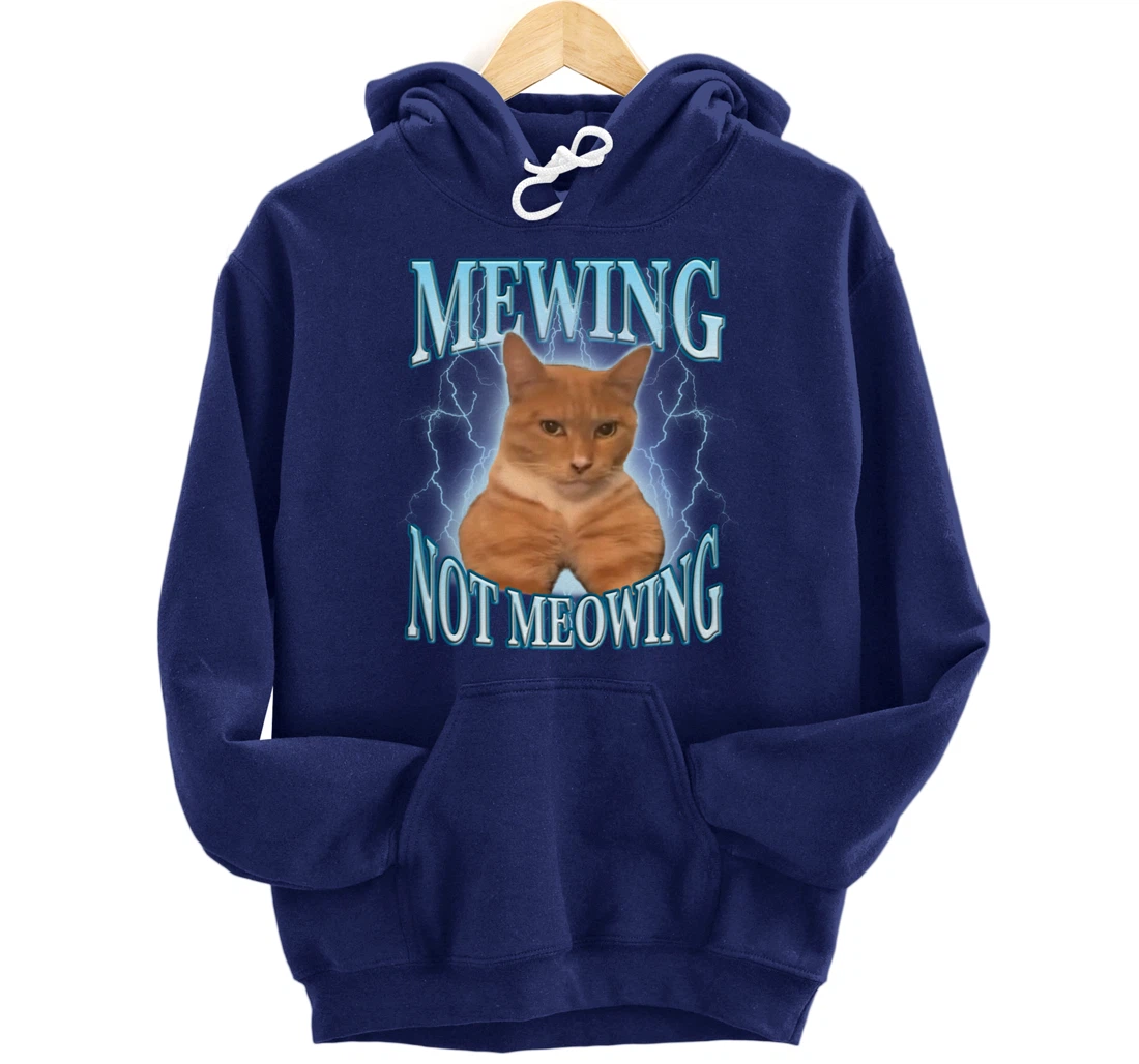 Funny Cat Meme Mewing LooksMax Meowing cat Trend Pullover Hoodie