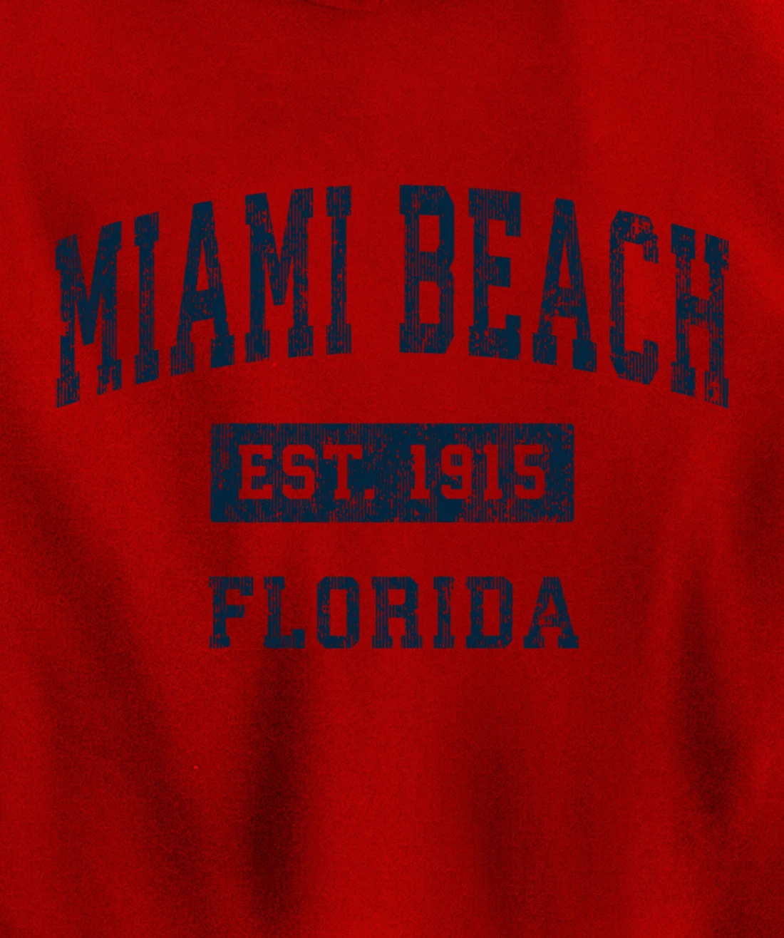 Miami Beach Florida FL Vintage Sports Design Navy Print Pullover Hoodie