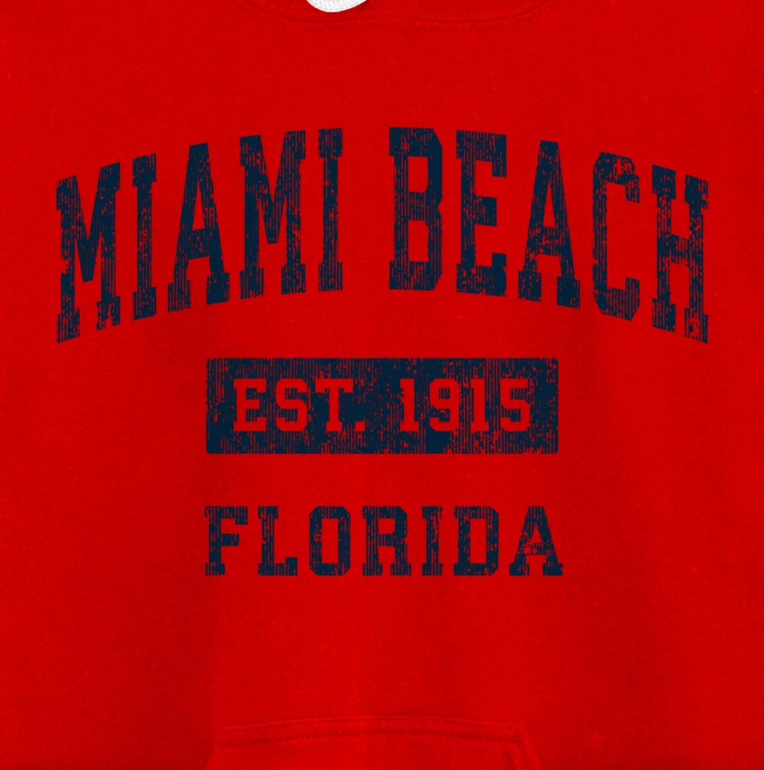 Miami Beach Florida FL Vintage Sports Design Navy Print Pullover Hoodie