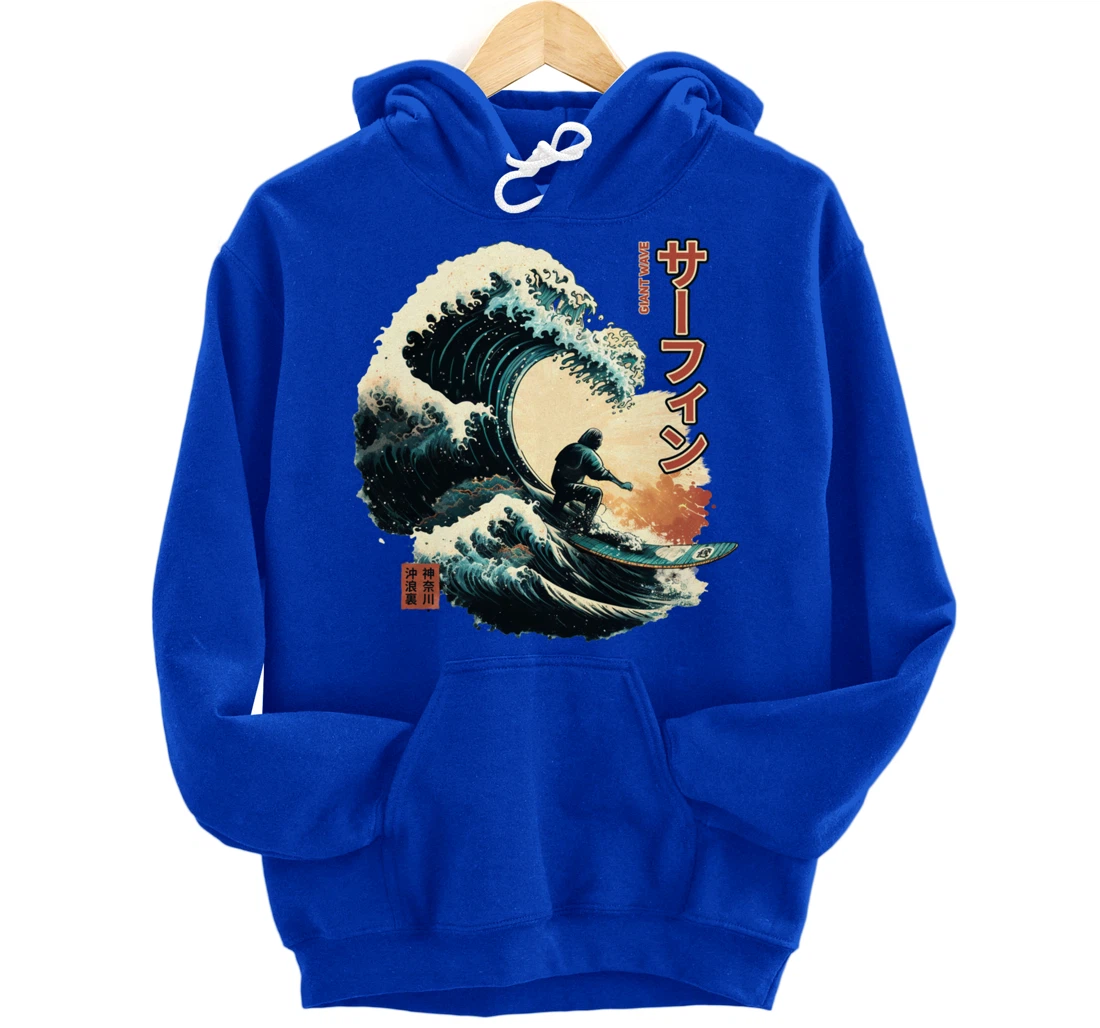 Surfing the Great Wave of Kanagawa - Surfer Gift Pullover Hoodie