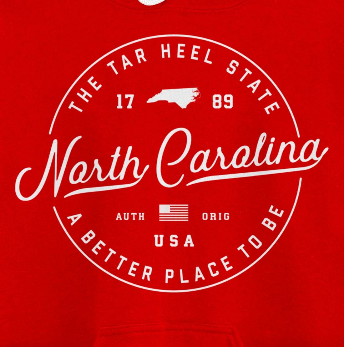 Warm North Carolina Hoodie, Badge Logo Hooded Hoodie Pullover Hoodie