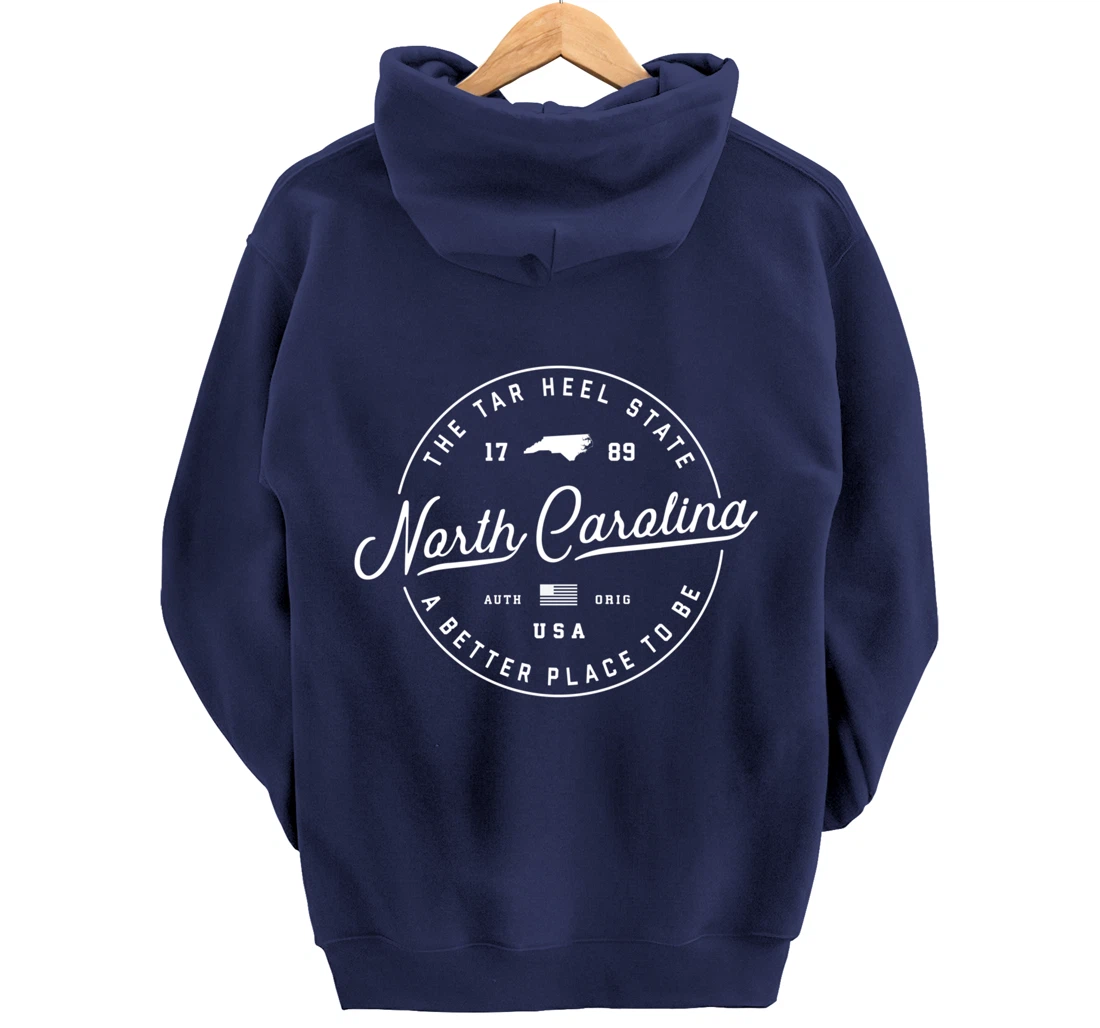 Warm North Carolina Hoodie, Badge Logo Hooded Hoodie Pullover Hoodie