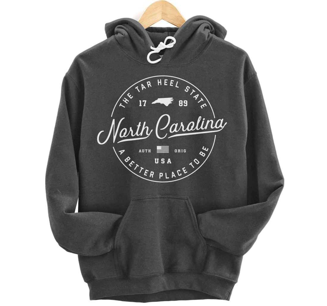 Warm North Carolina Hoodie, Badge Logo Hooded Hoodie Pullover Hoodie