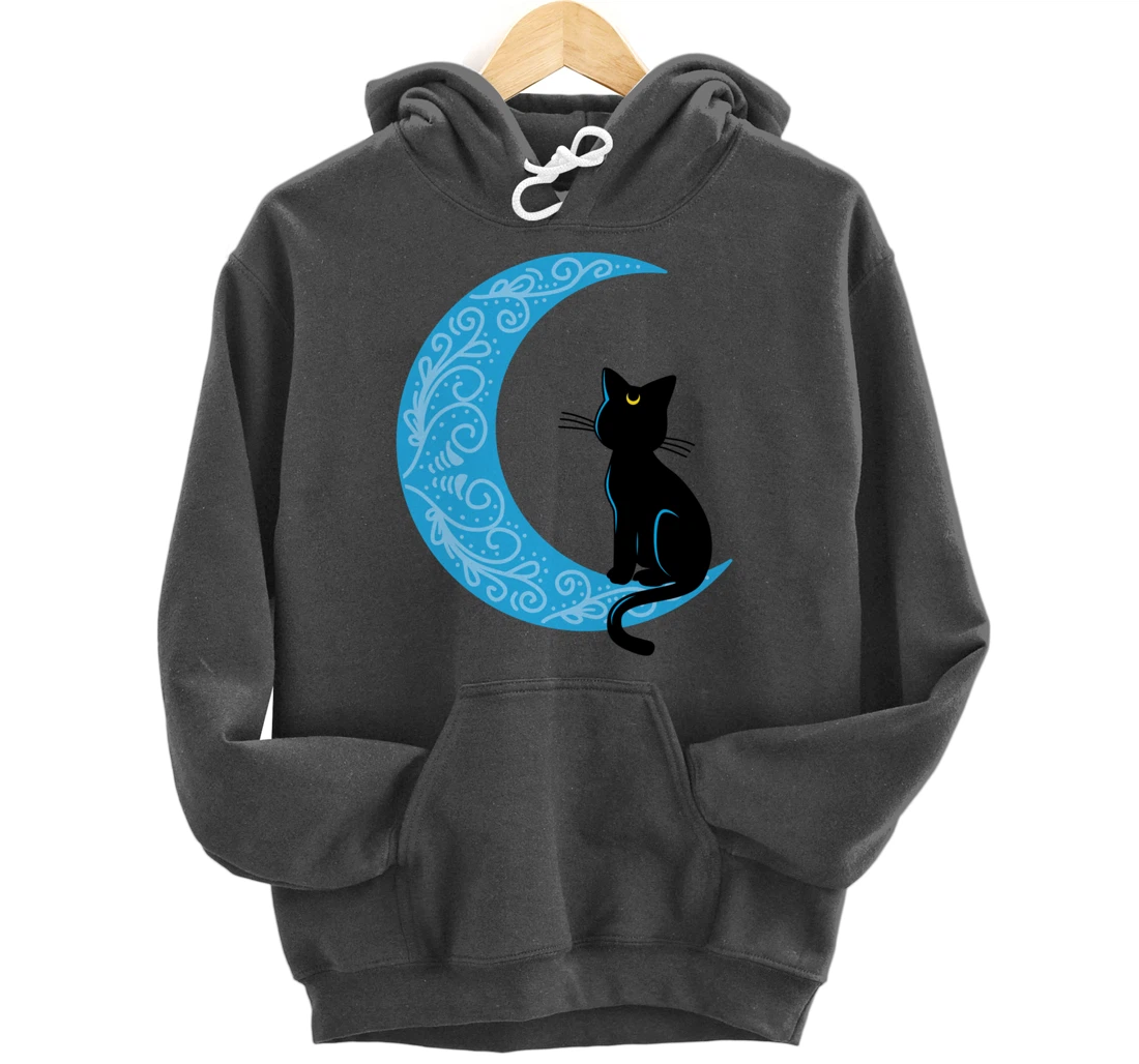 Black Cat Crescent Moon Sailor Mom Hoodie Pullover Hoodie
