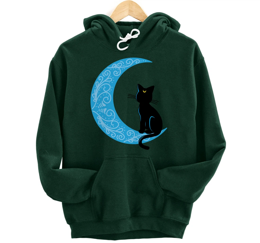 Black Cat Crescent Moon Sailor Mom Hoodie Pullover Hoodie