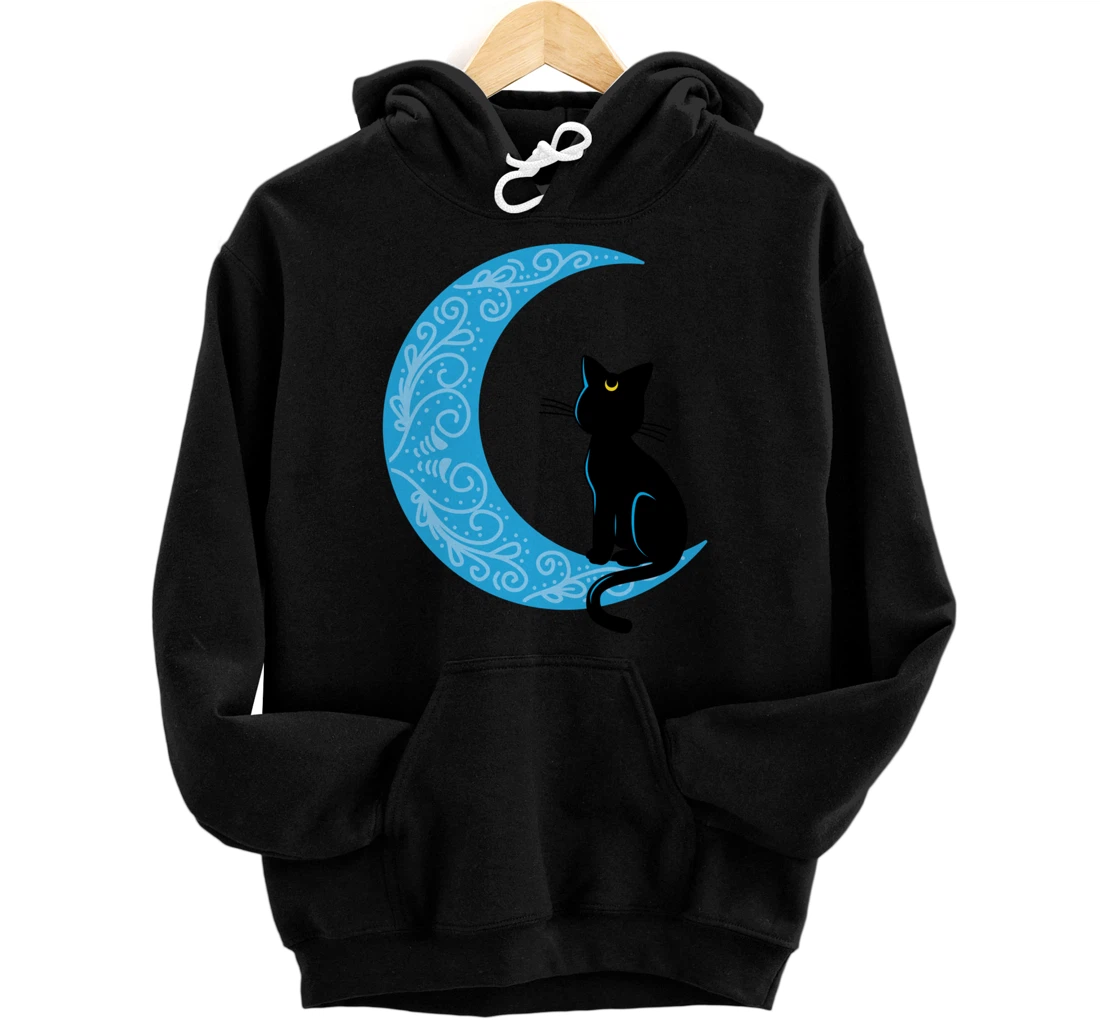 Black Cat Crescent Moon Sailor Mom Hoodie Pullover Hoodie