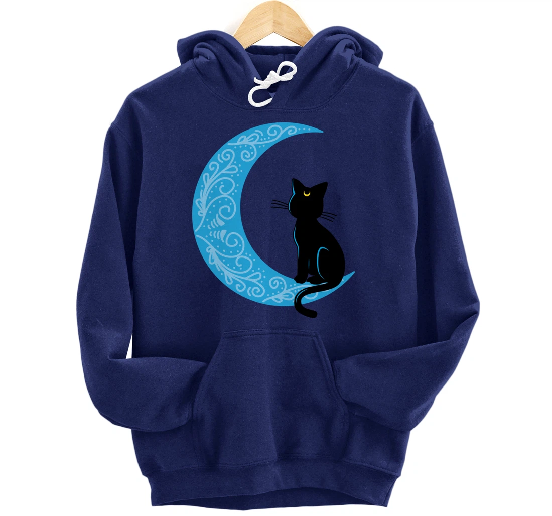 Black Cat Crescent Moon Sailor Mom Hoodie Pullover Hoodie
