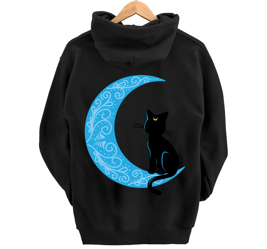 Black Cat Crescent Moon Sailor Mom Hoodie Pullover Hoodie