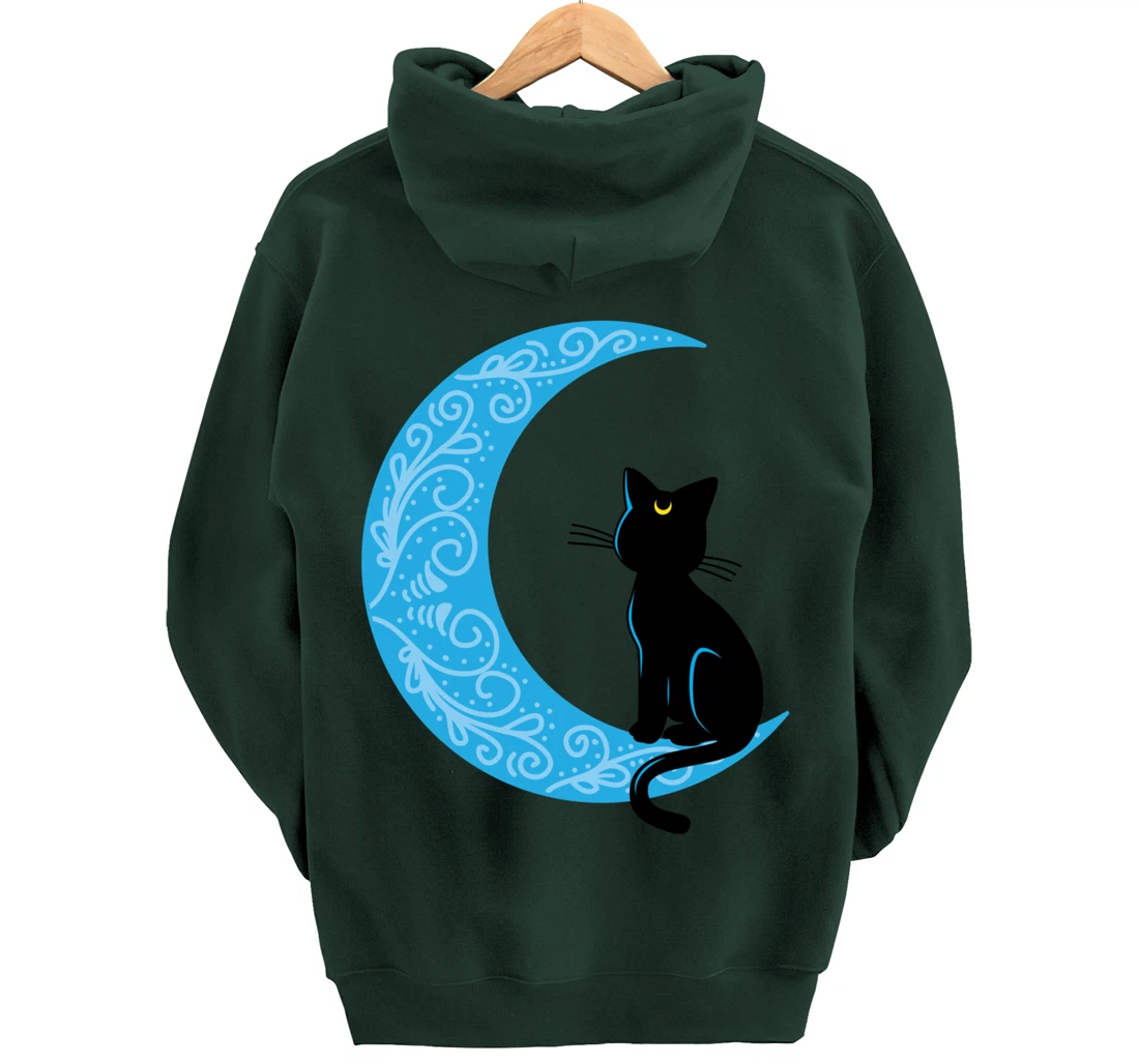 Black Cat Crescent Moon Sailor Mom Hoodie Pullover Hoodie
