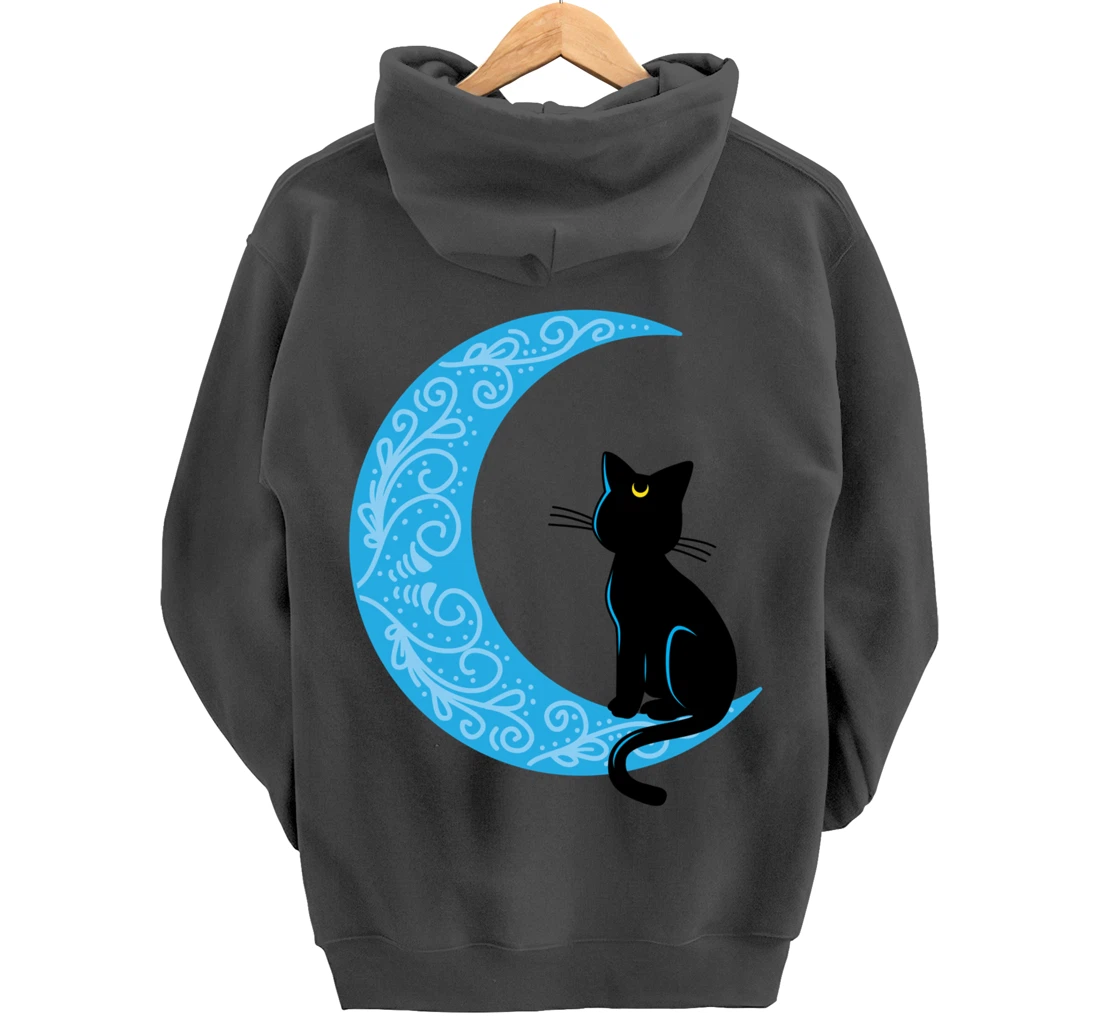 Black Cat Crescent Moon Sailor Mom Hoodie Pullover Hoodie