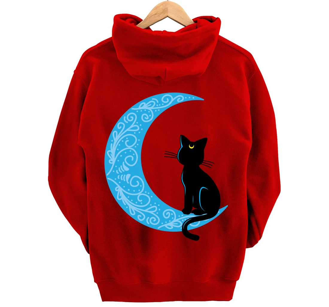 Black Cat Crescent Moon Sailor Mom Hoodie Pullover Hoodie