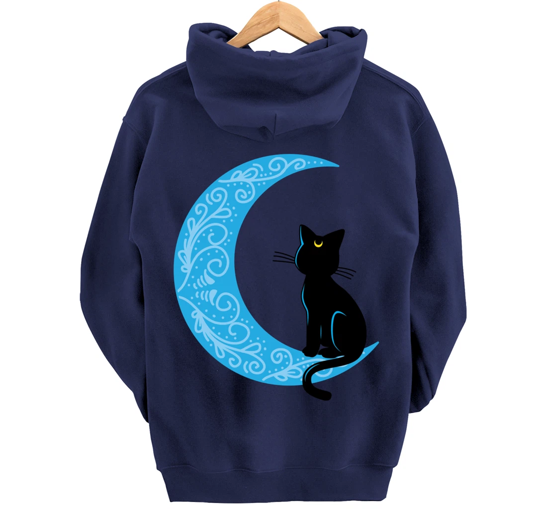 Black Cat Crescent Moon Sailor Mom Hoodie Pullover Hoodie