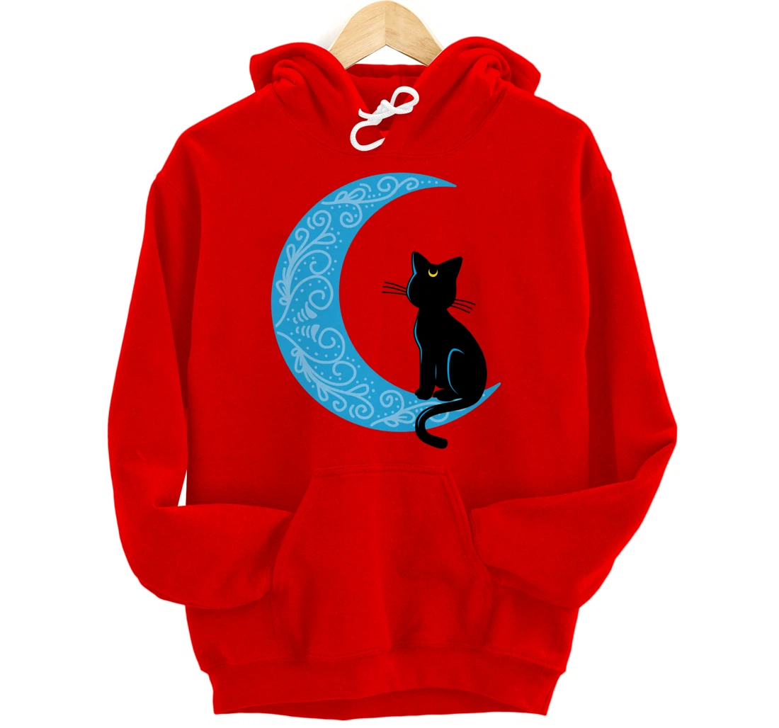 Black Cat Crescent Moon Sailor Mom Hoodie Pullover Hoodie