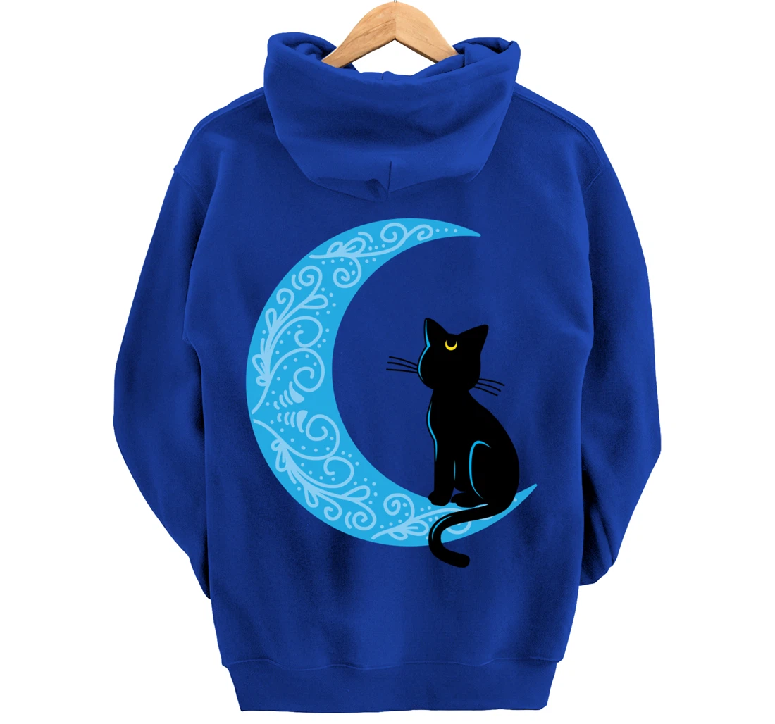 Black Cat Crescent Moon Sailor Mom Hoodie Pullover Hoodie