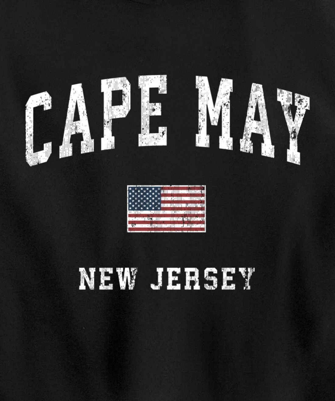 Cape May New Jersey NJ Vintage American Flag Sports Design Pullover Hoodie