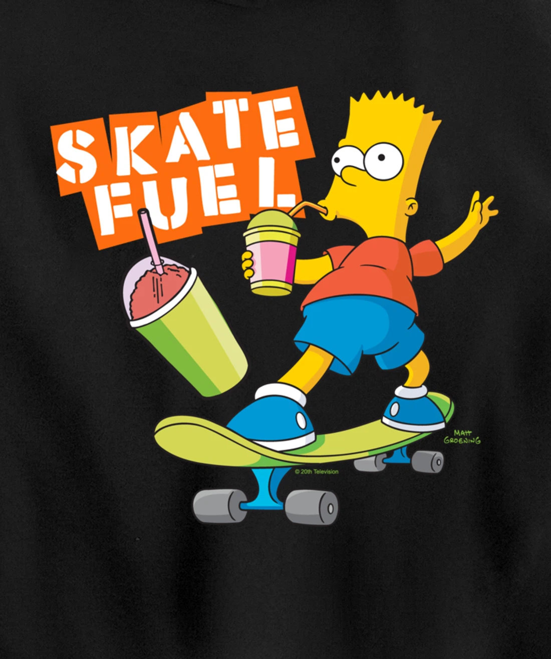 The Simpsons Bart Simpson Skate Fuel Skateboard Squishee Pullover Hoodie
