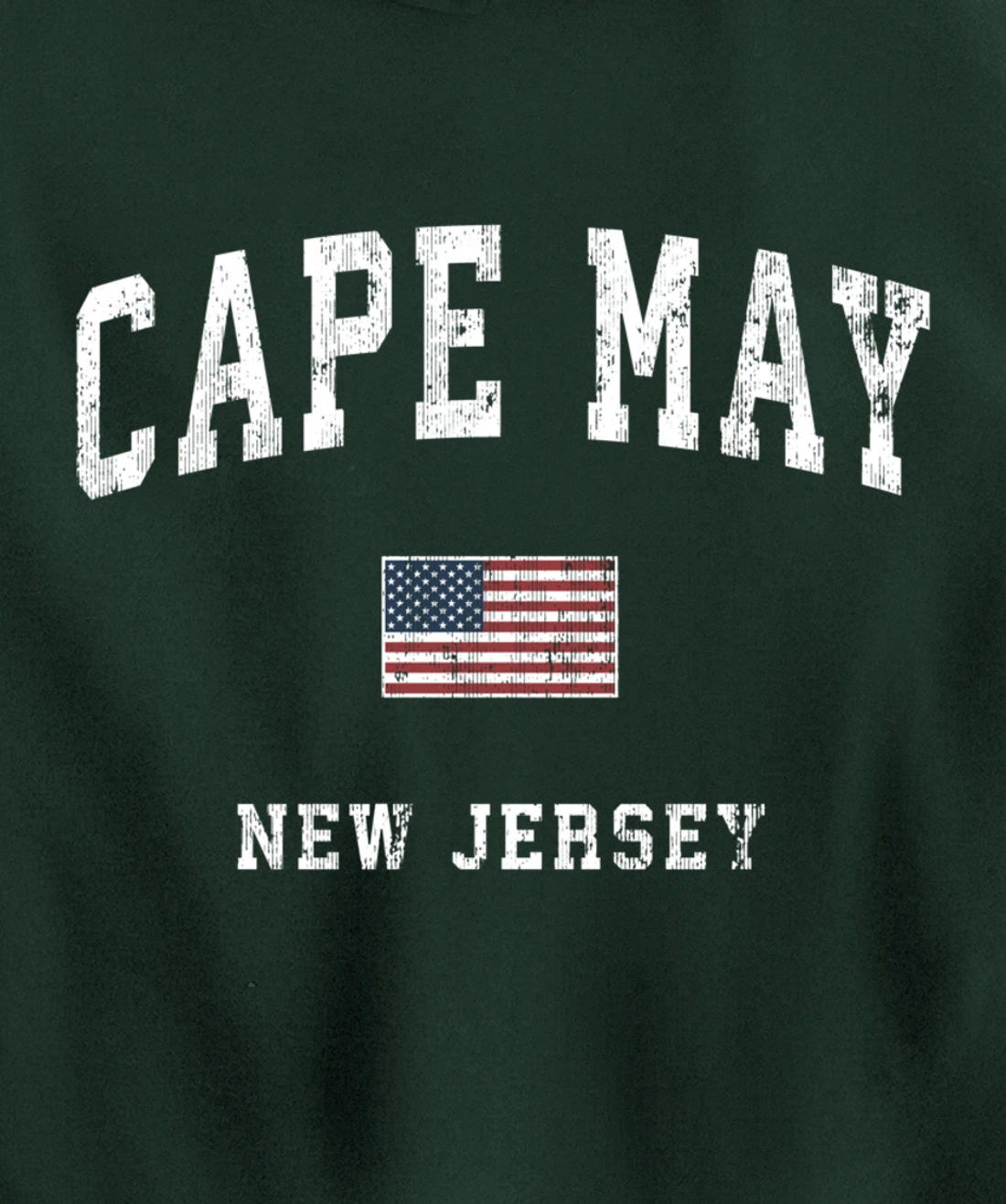 Cape May New Jersey NJ Vintage American Flag Sports Design Pullover Hoodie