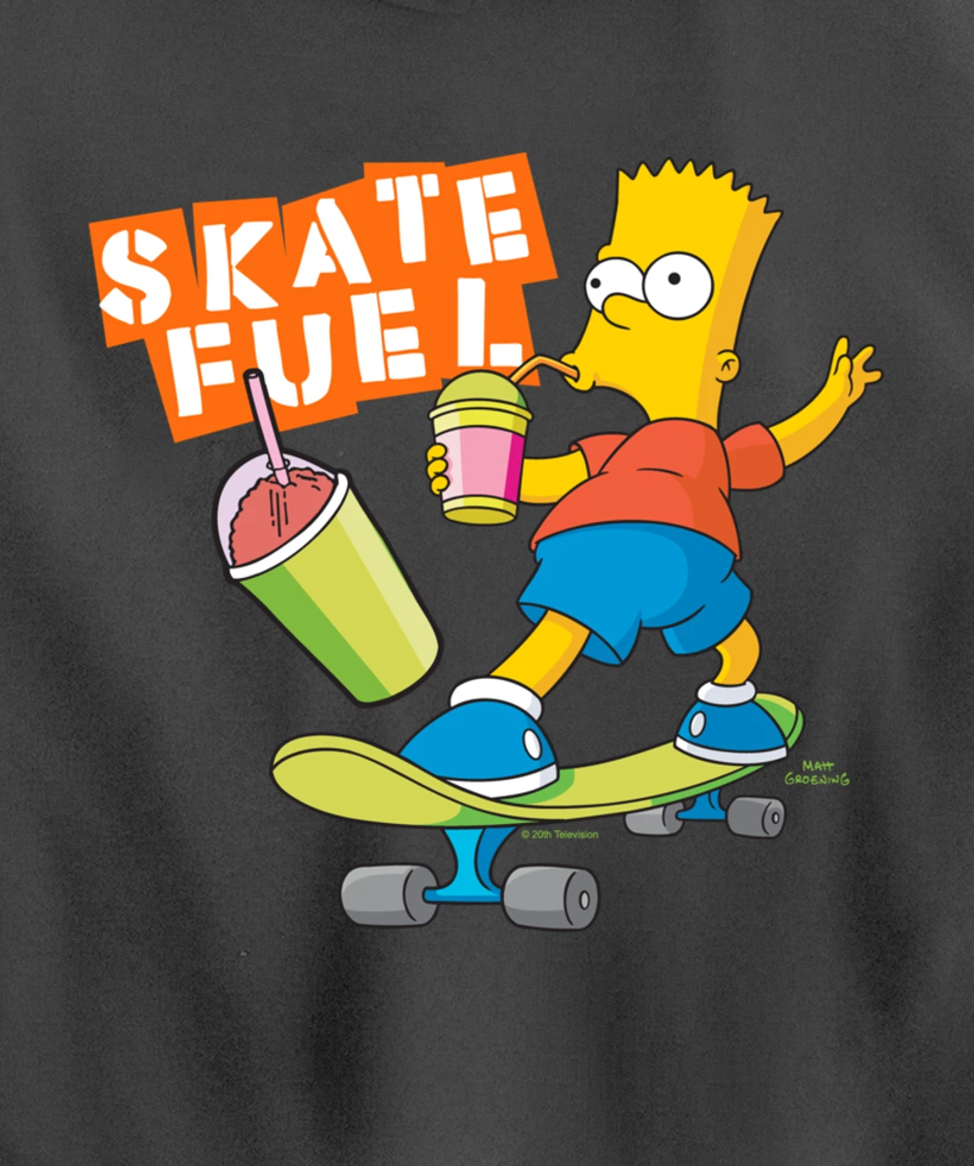 The Simpsons Bart Simpson Skate Fuel Skateboard Squishee Pullover Hoodie
