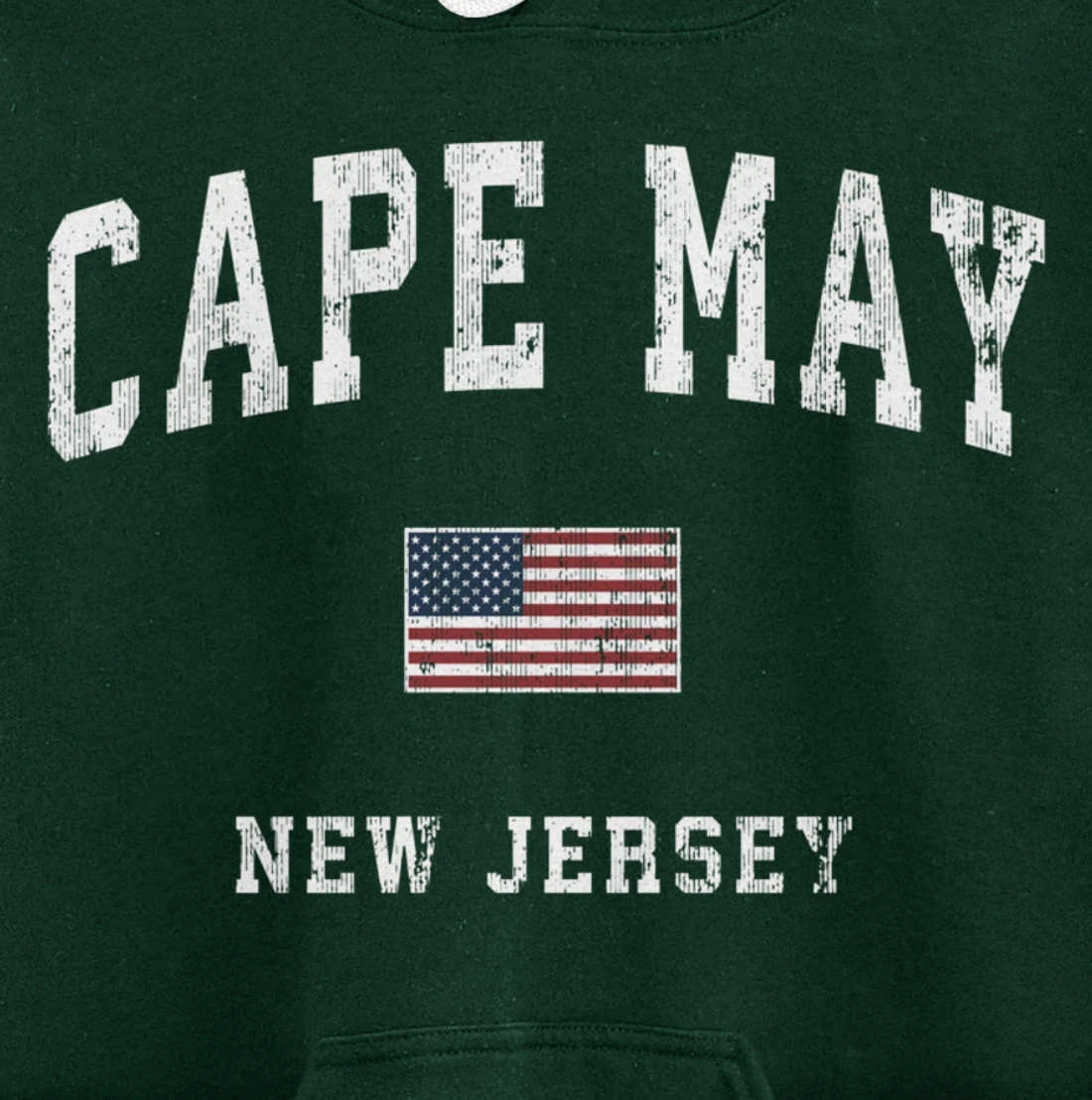 Cape May New Jersey NJ Vintage American Flag Sports Design Pullover Hoodie