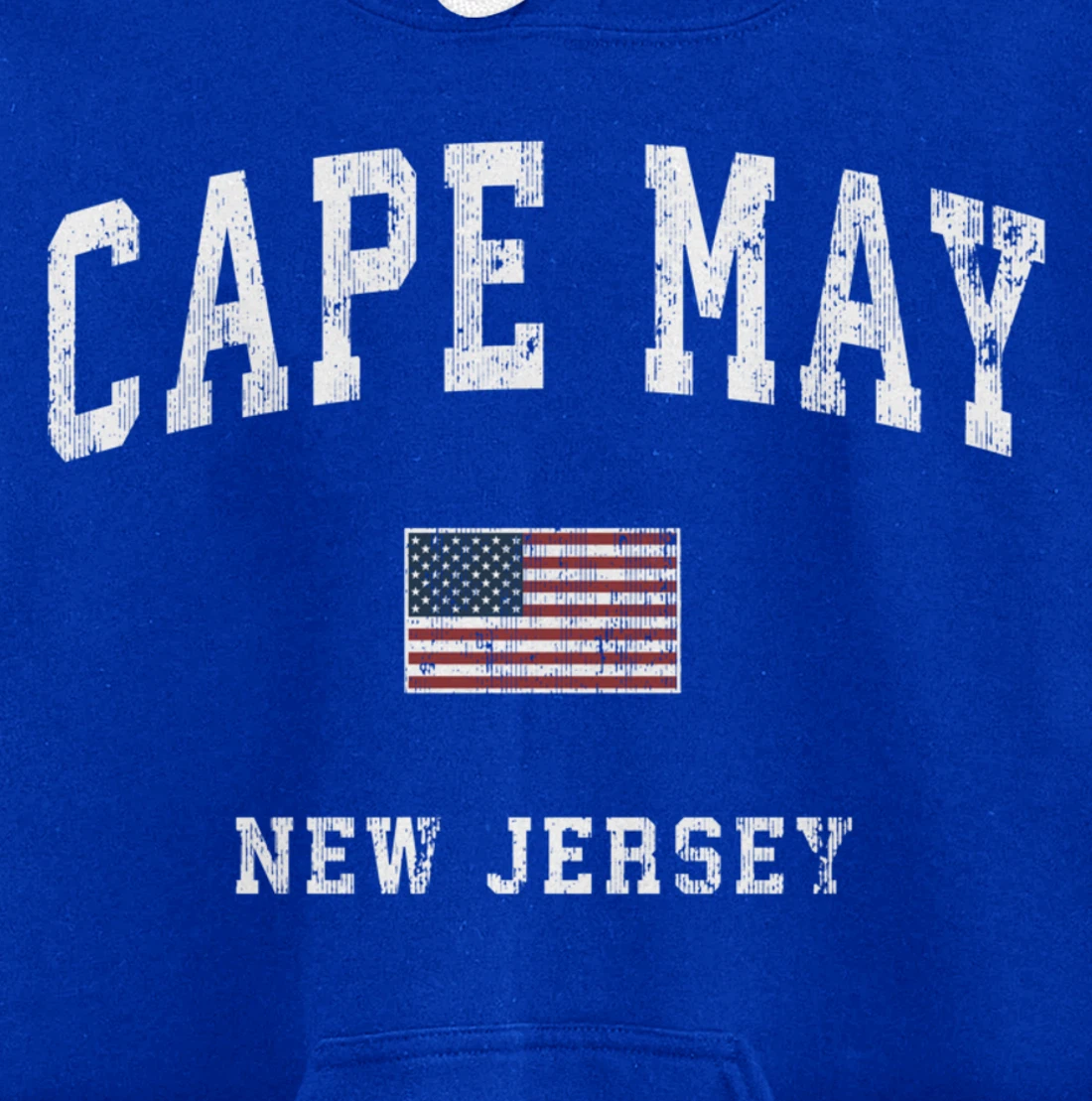 Cape May New Jersey NJ Vintage American Flag Sports Design Pullover Hoodie