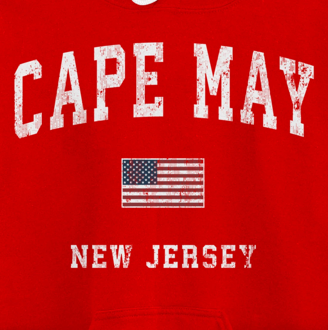 Cape May New Jersey NJ Vintage American Flag Sports Design Pullover Hoodie