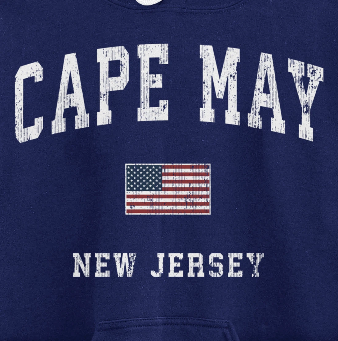 Cape May New Jersey NJ Vintage American Flag Sports Design Pullover Hoodie