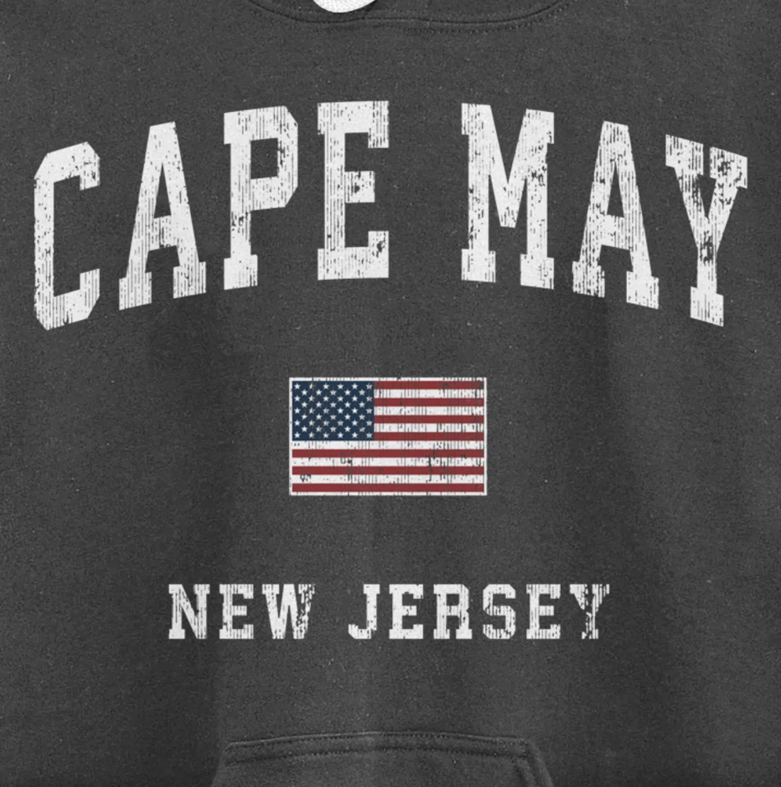 Cape May New Jersey NJ Vintage American Flag Sports Design Pullover Hoodie