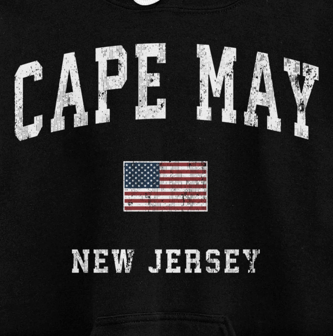 Cape May New Jersey NJ Vintage American Flag Sports Design Pullover Hoodie
