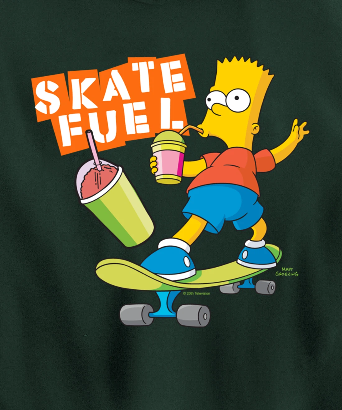 The Simpsons Bart Simpson Skate Fuel Skateboard Squishee Pullover Hoodie