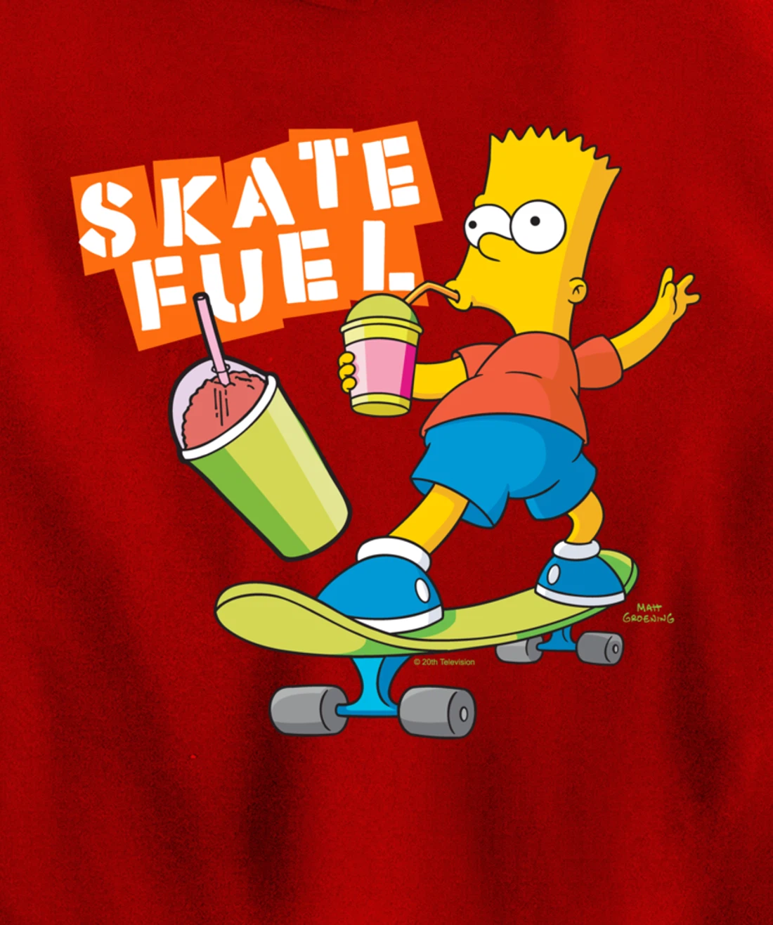 The Simpsons Bart Simpson Skate Fuel Skateboard Squishee Pullover Hoodie