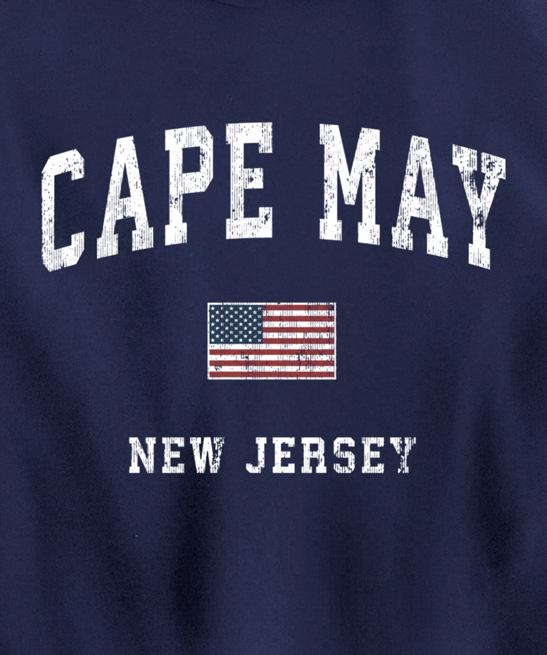 Cape May New Jersey NJ Vintage American Flag Sports Design Pullover Hoodie