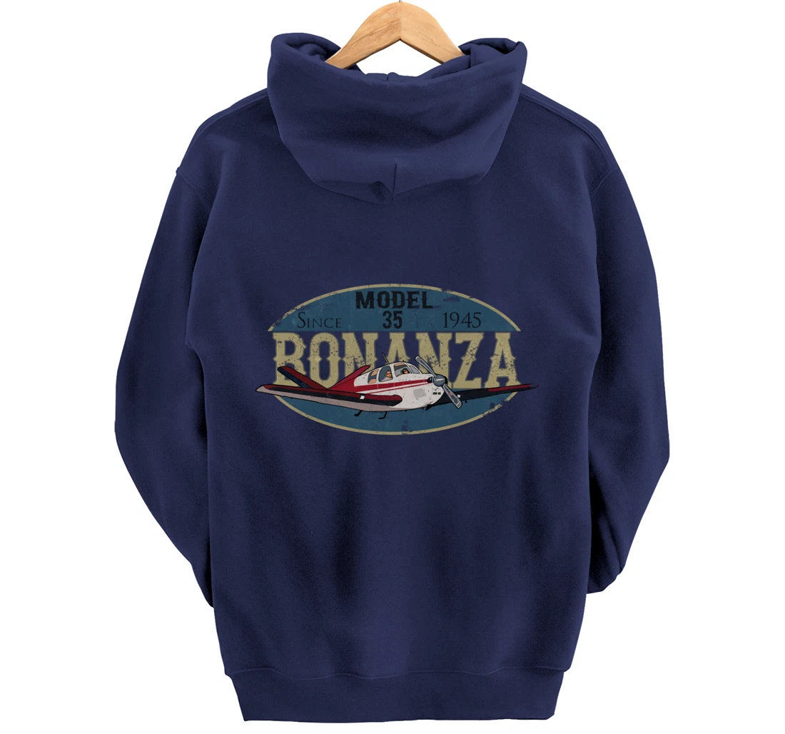 Model 35 Bonanza Since 1945 Retro Vintage Airplane Pilot Pullover Hoodie