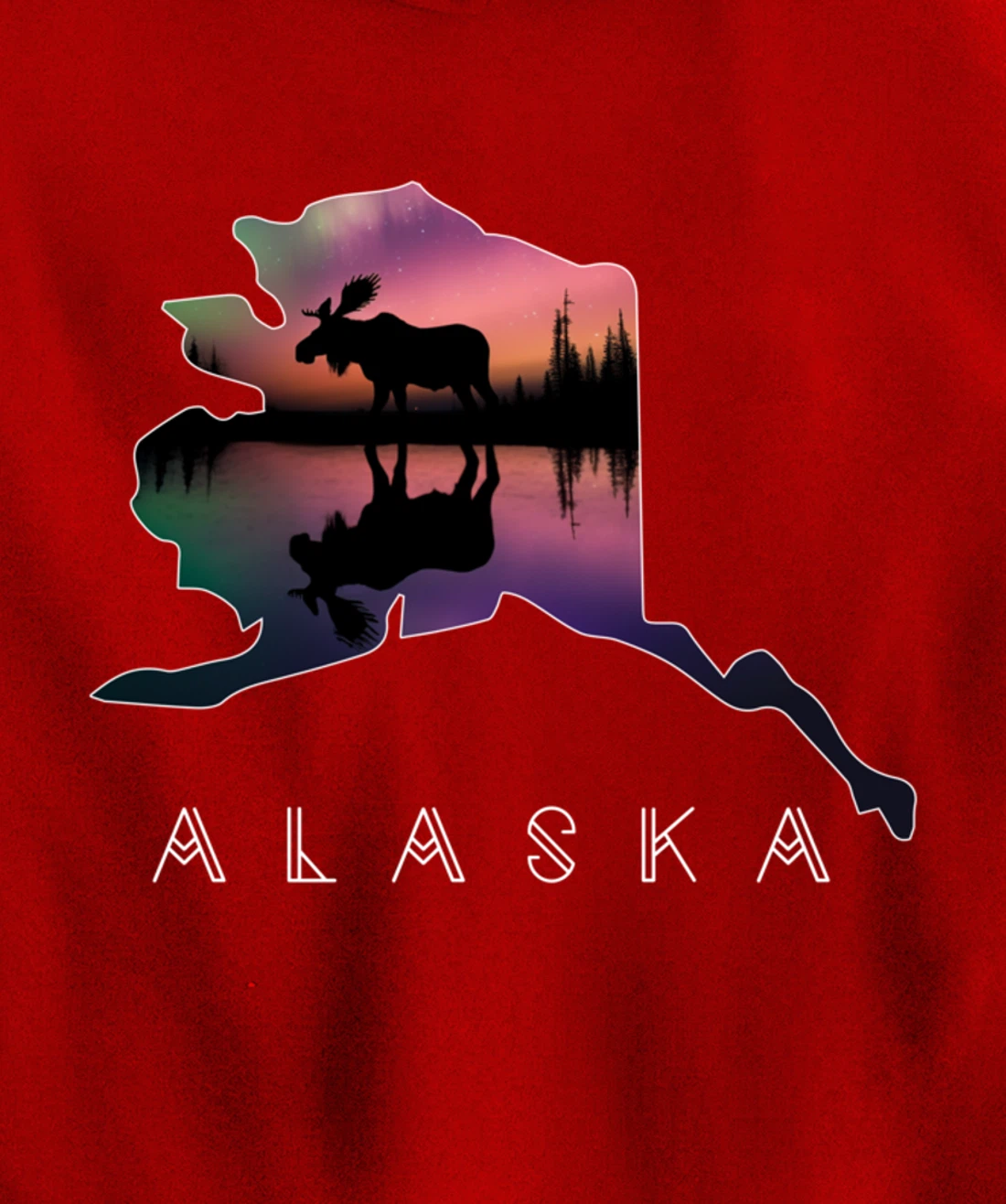 Alaskan Moose Aurora Borealis Alaska State & Landscape Pullover Hoodie
